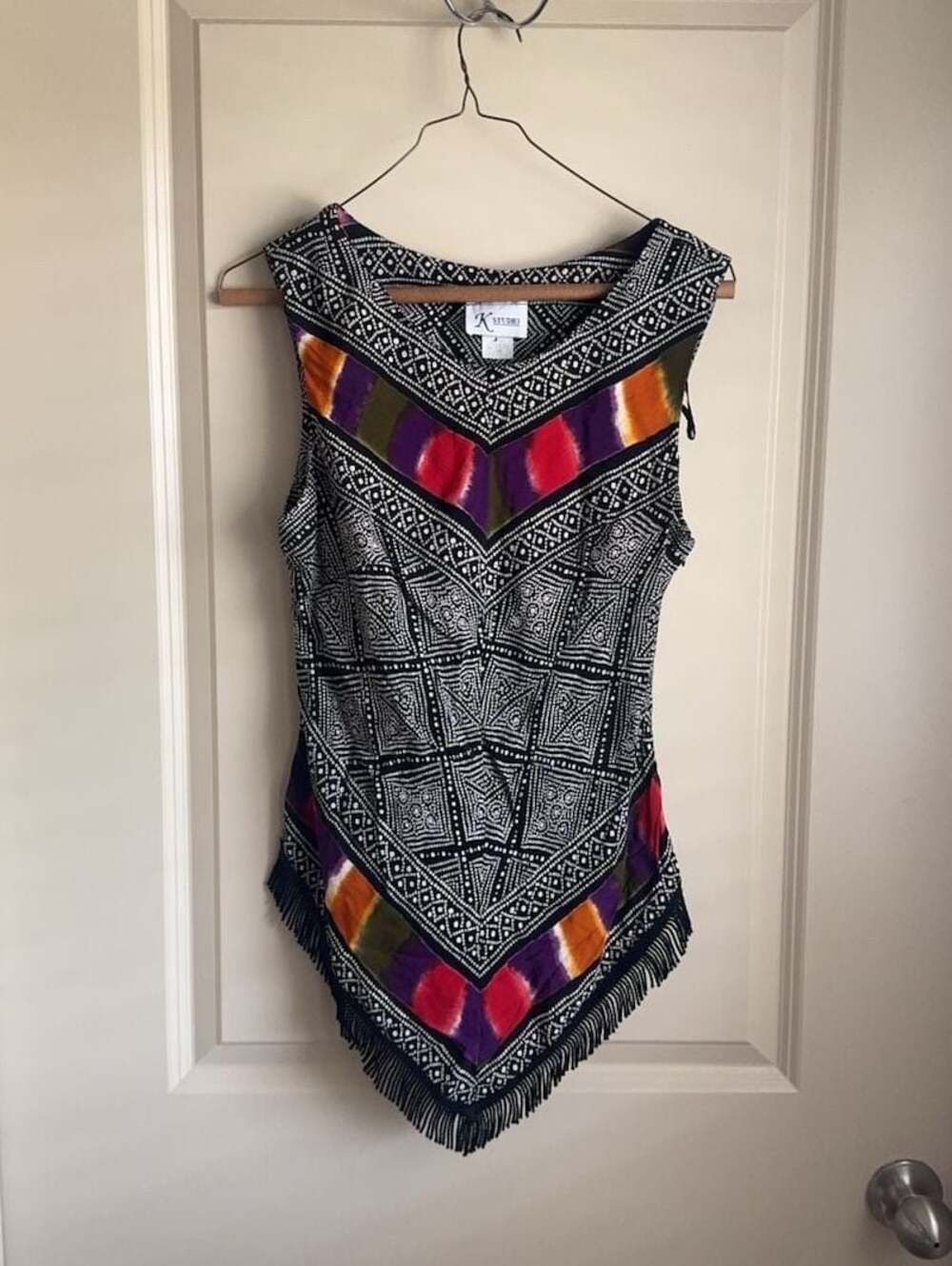 K Studio Vintage Geometric Print  Top Size 10 boho